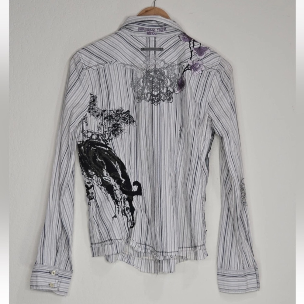 Johnny Was 3j Workshop Imperial Tiger Embroidered Button Down Floral Size M - Picture 2 of 8